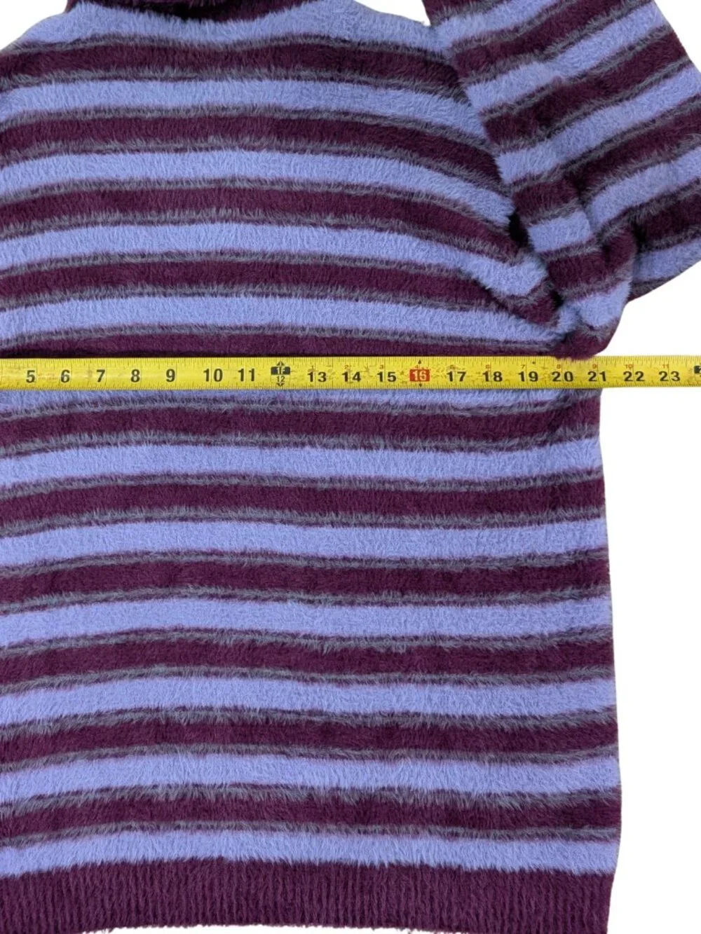 ZARA Mens Purple Striped Fuzzy Knit Polo Sweater Medium